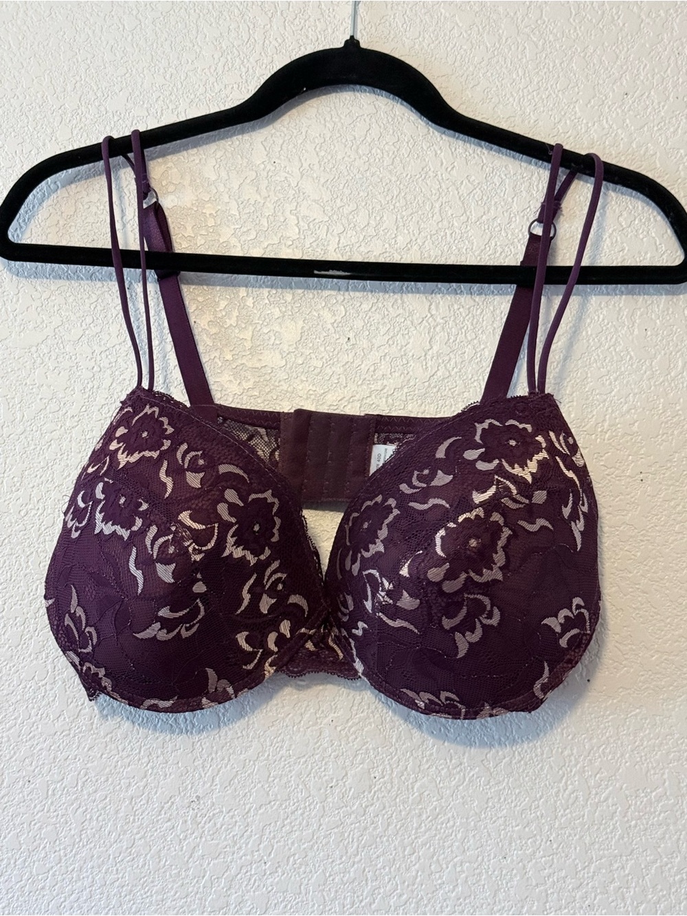 Lace Floral Underwire Bra in Deep Plum 0197